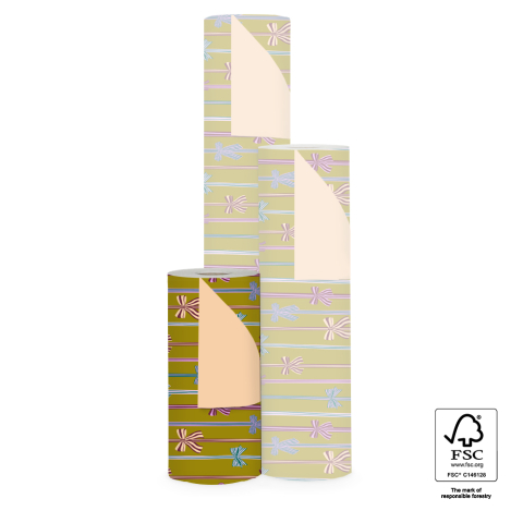 P15.293.030 Inpakpapier - Bow Parade Olive - Peach