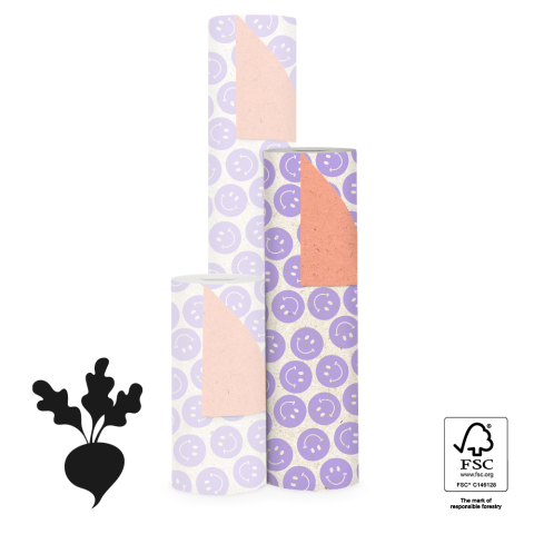 P15.305.050 Inpakpapier - Smiley Lilac - Salmon