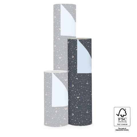 P15.309.050 Inpakpapier - Galaxy Night Blue - Light Blue