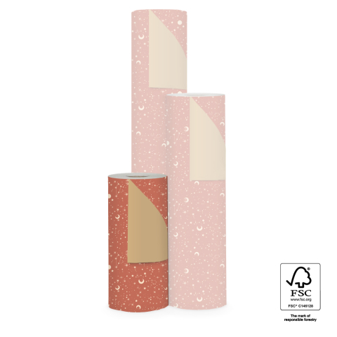 P15.310.030 Inpakpapier - Galaxy Cognac - Gold
