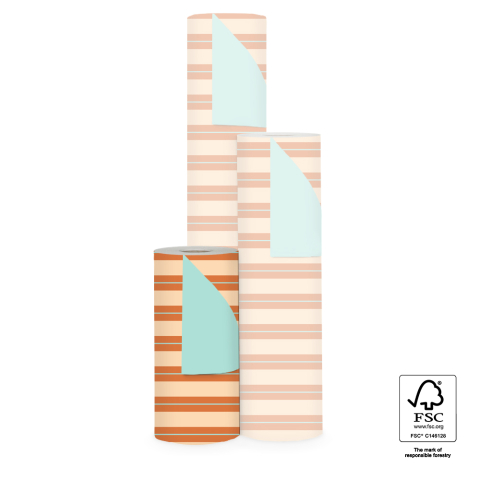 P15.312.030 Inpakpapier - Stripe Chalk Peach - Pistache