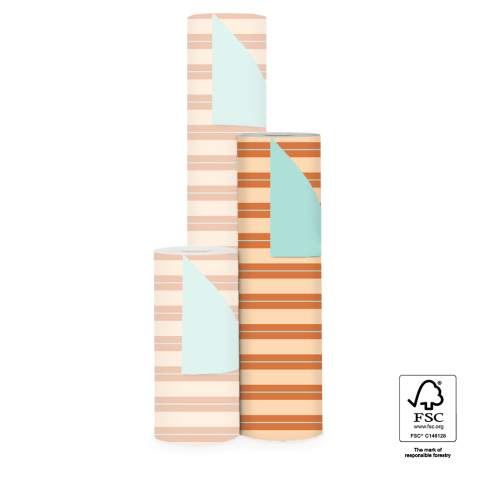 P15.312.050 Inpakpapier - Stripe Chalk Peach - Pistache
