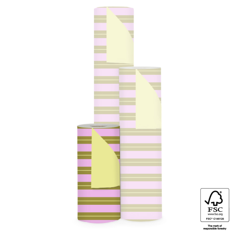 P15.313.030 Inpakpapier - Stripe Chalk Pink - Yellow