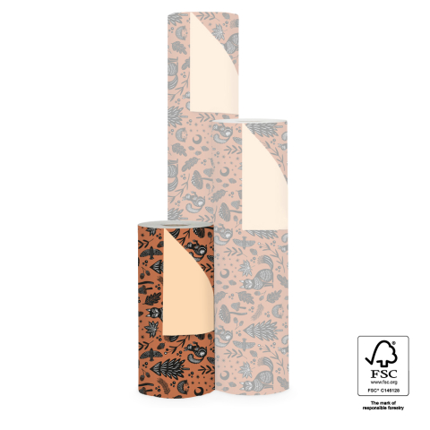 P15.315.030 Inpakpapier - Nature Animals Cognac - Peach