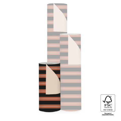 P15.316.030 Inpakpapier - Stripe Chalk Chocolate - Beige