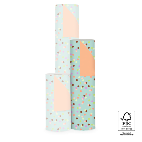 P15.327.050 Inpakpapier - Party Confetti Pistache - Peach