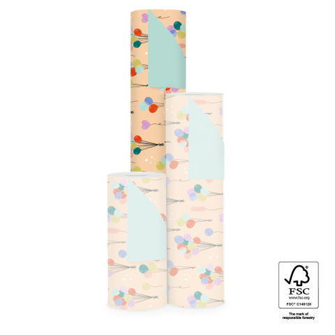 P15.341.070 Inpakpapier - Balloons Peach - Pistache