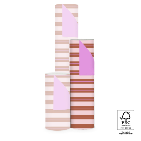 P15.345.050 Inpakpapier - Stripe Chalk Chocolate - Pink