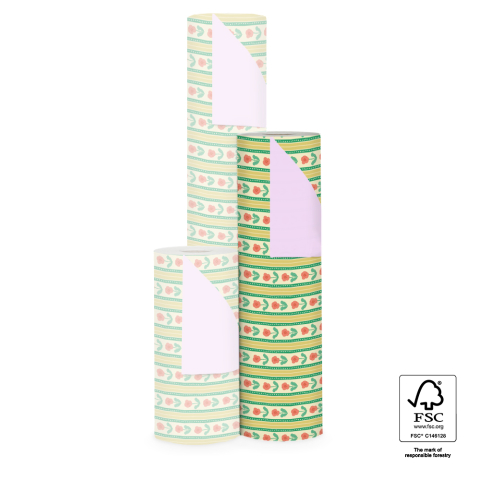 P15.359.050 Inpakpapier - Floral Stripe - Pastel Pink