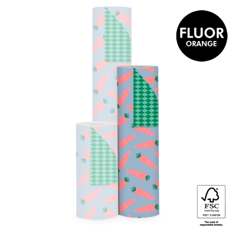 P30.297.050 Sint Inpakpapier - Wortel Fluor Orange - Harlequin Green