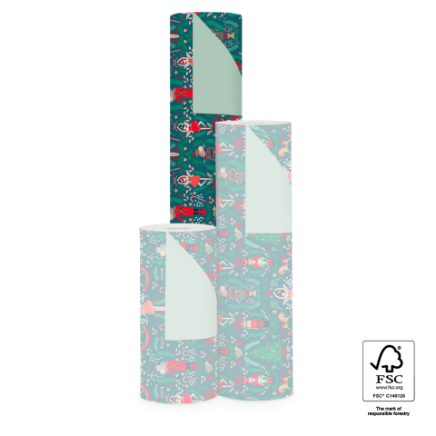 P35.298.070 X-mas Inpakpapier - Nutcracker - Pistache