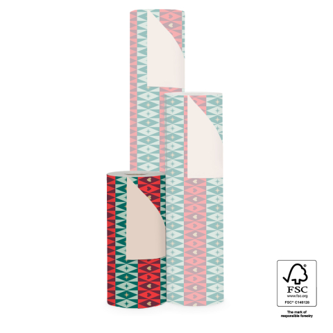P35.304.030 X-mas Inpakpapier - Festive Green - Beige
