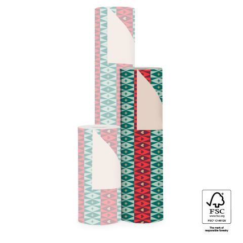 P35.304.050 X-mas Inpakpapier - Festive Green - Beige