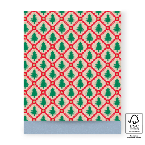 P38.299.027 X-mas Cadeauzakjes - Tree Check Red - Blue - 27 x 34 cm
