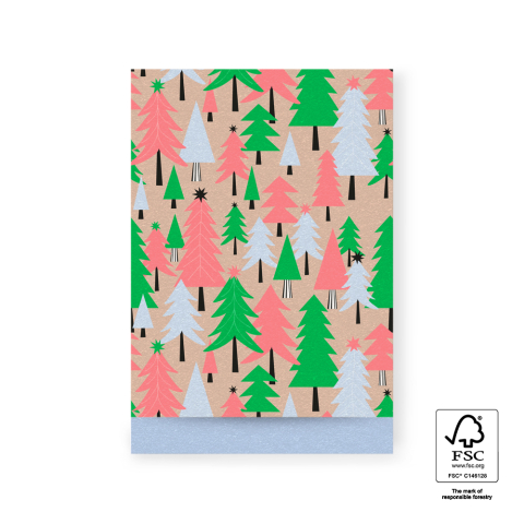 P38.300.017 X-mas Cadeauzakjes - Tree Graphic Beige - Blue - 17 x 25 cm