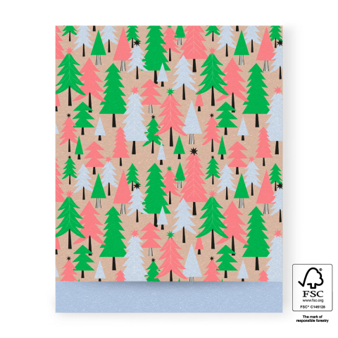 P38.300.027 X-mas Cadeauzakjes - Tree Graphic Beige - Blue - 27 x 34 cm
