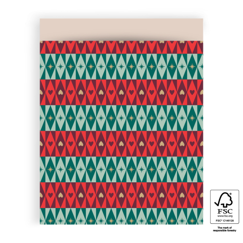 P38.304.027 X-mas Cadeauzakjes - Festive Green - Beige - 27 x 34 cm