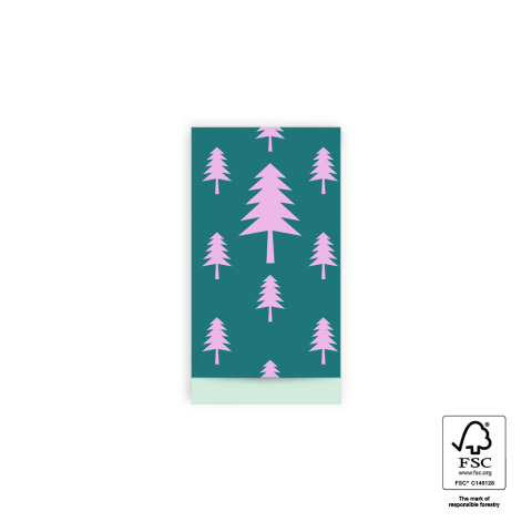 P38.320.007 X-mas Cadeauzakjes - Tree Jade Green/Pink - Pastel Mint - 7 x 13 cm