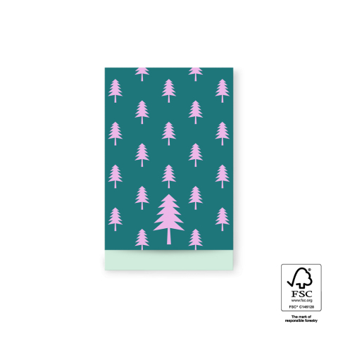 P38.320.012 X-mas Cadeauzakjes - Tree Jade Green/Pink - Pastel Mint - 12 x 19 cm