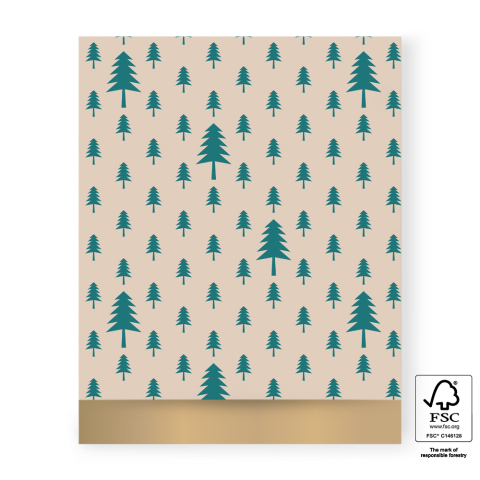 P38.321.027 X-mas Cadeauzakjes - Tree Beige/Jade Green - Gold - 27 x 34 cm