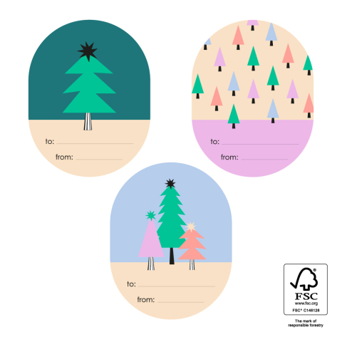 P39.155.250 X-mas Stickers Multi - Graphic Tree Bright