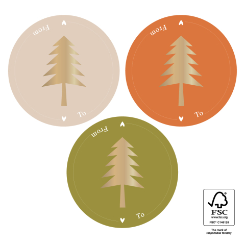 P39.157.250 X-mas Stickers Multi - Tree Gold Text - Nude