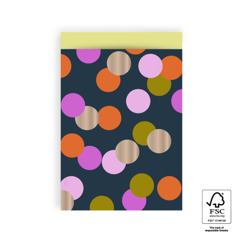 P43.280.017 Cadeauzakjes - Big Confetti - Yellow - 17 x 25 cm