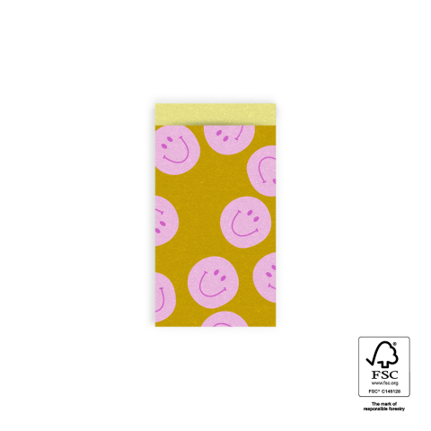 P43.286.007 Cadeauzakjes - Smile Pink - Yellow - 7 x 13 cm