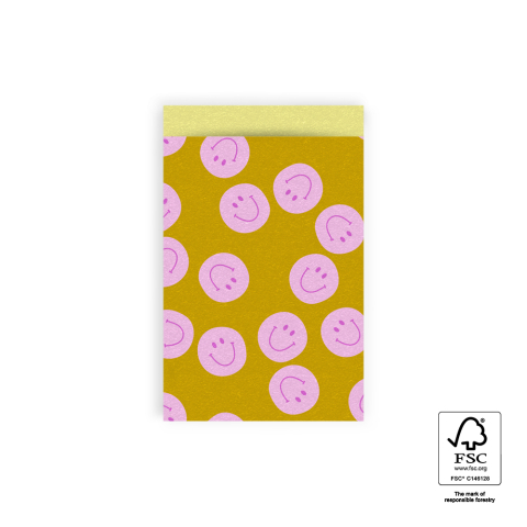 P43.286.012 Cadeauzakjes - Smile Pink - Yellow - 12 x 19 cm