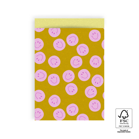 P43.286.017 Cadeauzakjes - Smile Pink - Yellow - 17 x 25 cm
