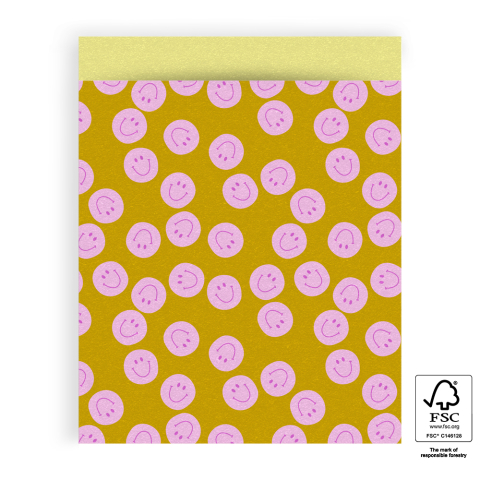 P43.286.027 Cadeauzakjes - Smile Pink - Yellow - 27 x 34 cm