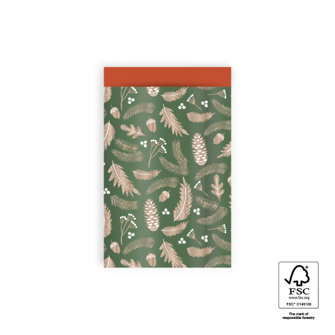 P43.288.012 Cadeauzakjes - Forest Glossy Green - Cognac - 12 x 19 cm