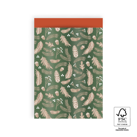 P43.288.017 Cadeauzakjes - Forest Glossy Green - Cognac - 17 x 25 cm