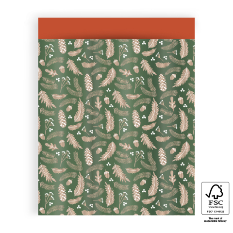 P43.288.027 Cadeauzakjes - Forest Glossy Green - Cognac - 27 x 34 cm