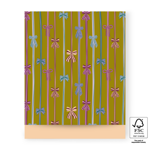 P43.293.027 Cadeauzakjes - Bow Parade Olive - Peach - 27 x 34 cm