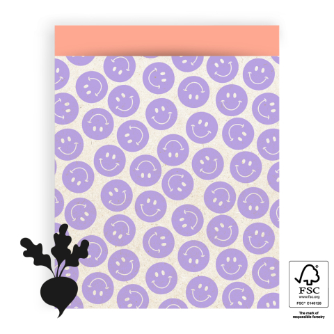 P43.305.027 Cadeauzakjes - Smiley Lilac - Salmon - 27 x 34 cm