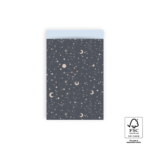 P43.309.012 Cadeauzakjes - Galaxy Night Blue - Light Blue - 12 x 19 cm