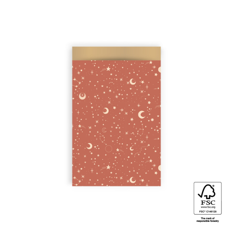 P43.310.012 Cadeauzakjes - Galaxy Cognac - Gold - 12 x 19 cm