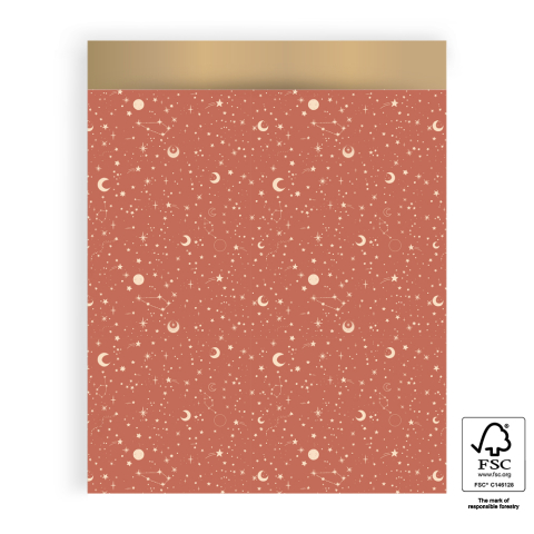 P43.310.027 Cadeauzakjes - Galaxy Cognac - Gold - 27 x 34 cm