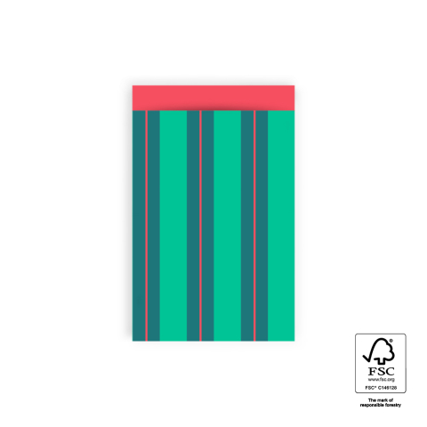P43.311.012 Cadeauzakjes - Stripe Chalk Green - Red - 12 x 19 cm