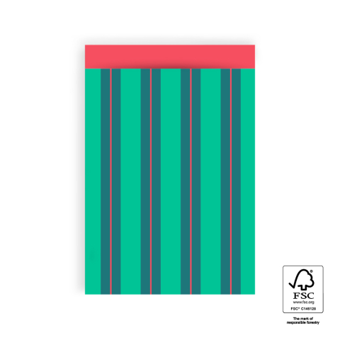 P43.311.017 Cadeauzakjes - Stripe Chalk Green - Red - 17 x 25 cm