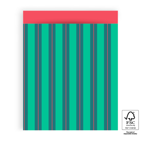 P43.311.027 Cadeauzakjes - Stripe Chalk Green - Red - 27 x 34 cm