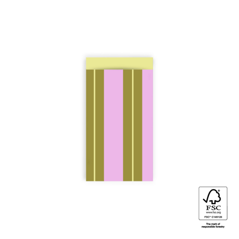 P43.313.007 Cadeauzakjes - Stripe Chalk Pink - Yellow - 7 x 13 cm