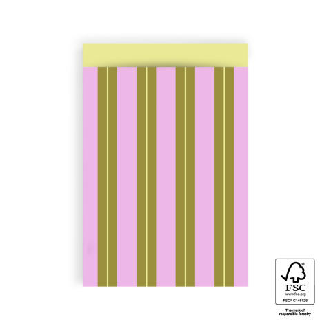 P43.313.017 Cadeauzakjes - Stripe Chalk Pink - Yellow - 17 x 25 cm