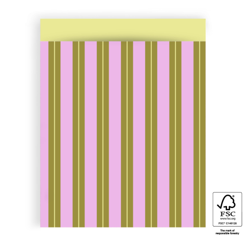 P43.313.027 Cadeauzakjes - Stripe Chalk Pink - Yellow - 27 x 34 cm