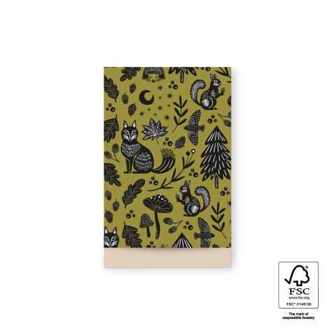 P43.314.012 Cadeauzakjes - Nature Animals Olive - Beige - 12 x 19 cm