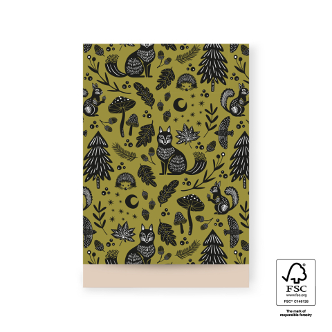 P43.314.017 Cadeauzakjes - Nature Animals Olive - Beige - 17 x 25 cm