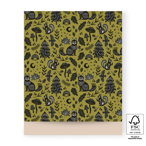 P43.314.027 Cadeauzakjes - Nature Animals Olive - Beige - 27 x 34 cm