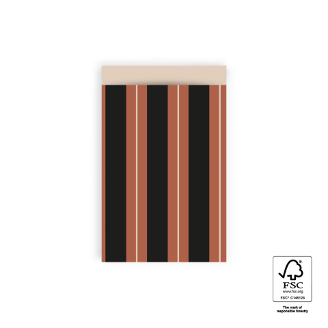 P43.316.012 Cadeauzakjes - Stripe Chalk Chocolate - Beige - 12 x 19 cm