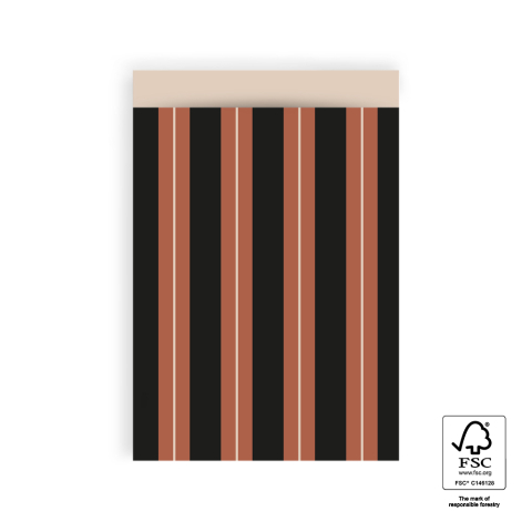 P43.316.017 Cadeauzakjes - Stripe Chalk Chocolate - Beige - 17 x 25 cm